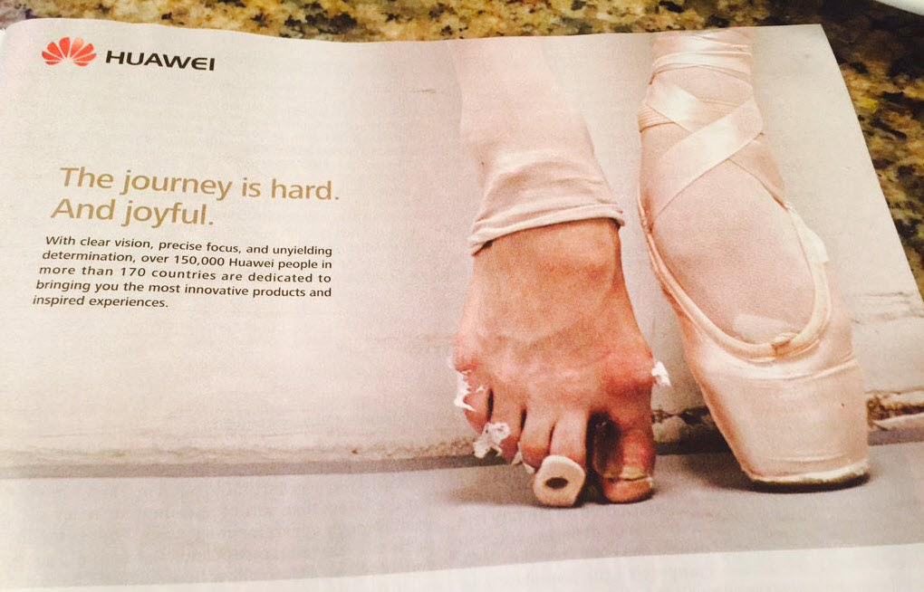 你不觉得华为“芭蕾脚广告”有点吓人吗？