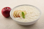 rice pudding with milk and apples